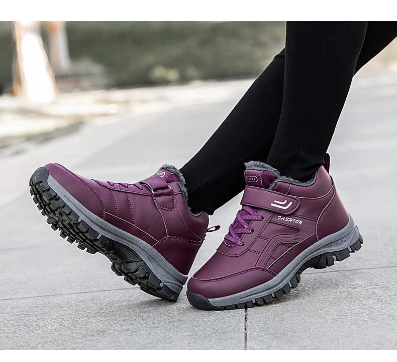 Winter Men's Snow Boots Women Slip On Winter Shoes Waterproof Comfortable Ankle Boots Sneakers Plush Hiking Walking Couple Shoes
