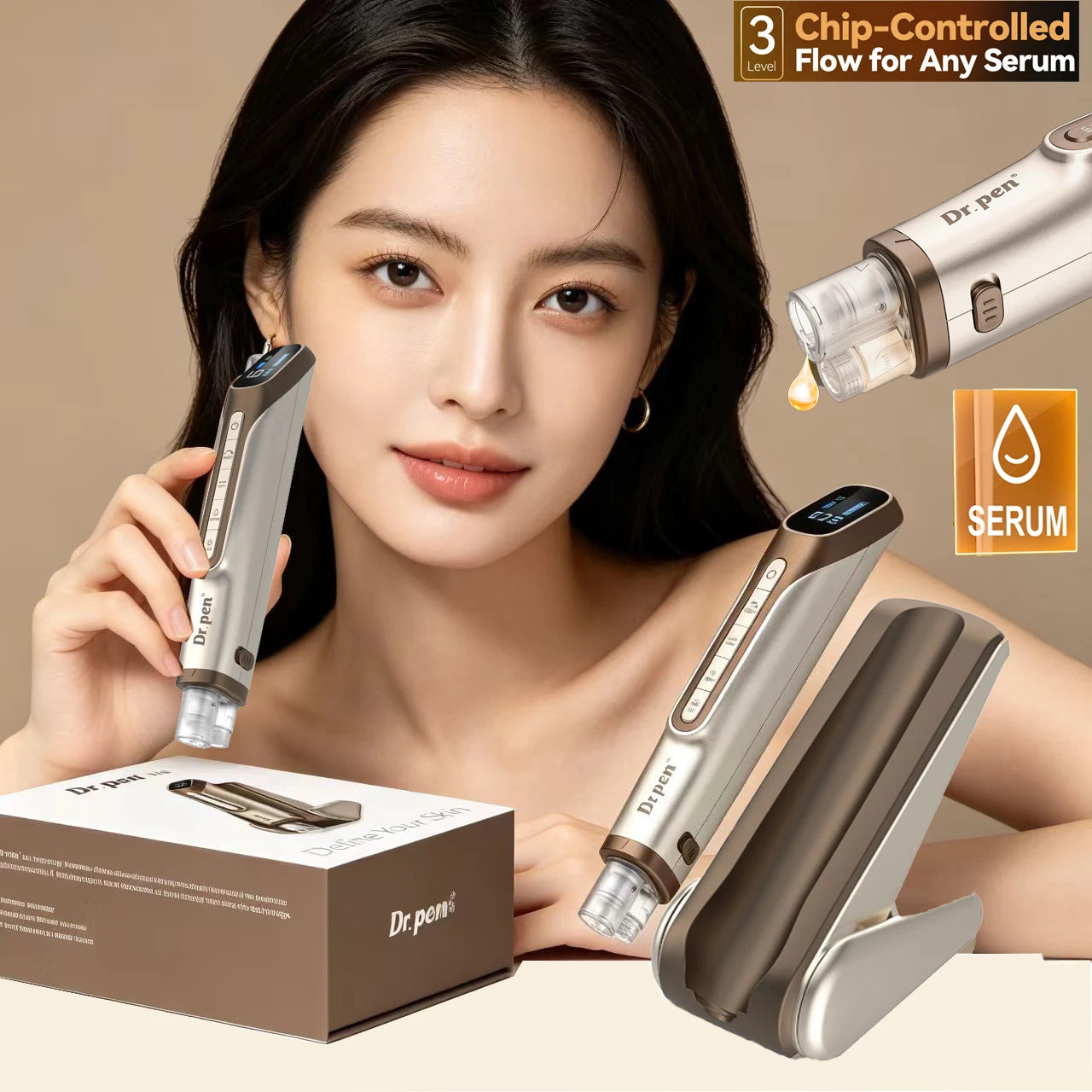 Dr. pen H6 Newly Upgraded Dual Cartridge Design Intelligent Infusion Microneedling pen Needle length 0.25mm as a high-end gift