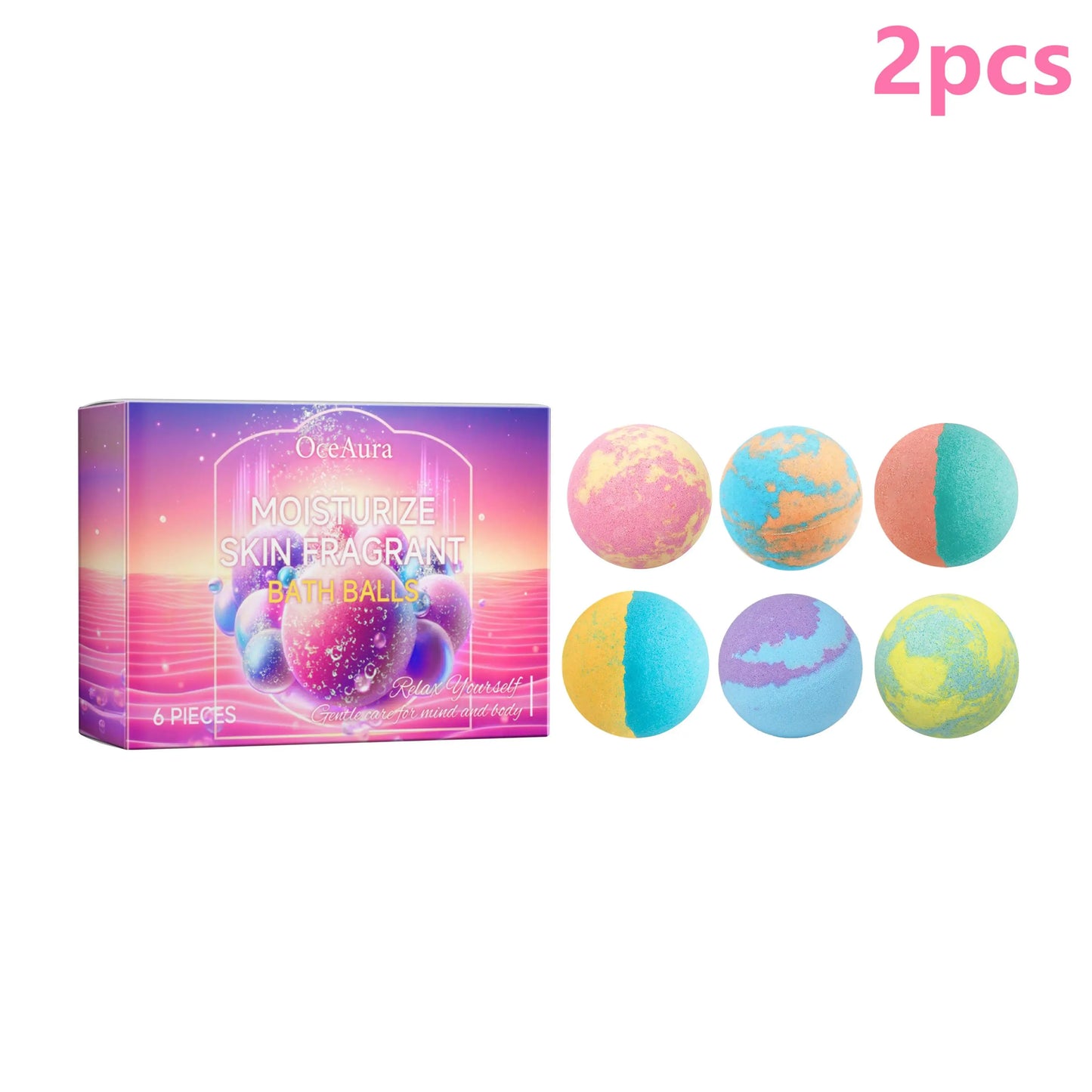 OceAura Bath Bubble Balls Body Cleaning Smooth Skin Care Bath and Shower Products Gift Set Christmas Stocking Stuffers Items 6pc