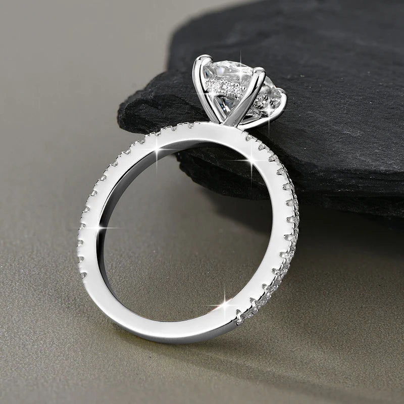 Lnngy Certified 8mm 2ct Moissanite Solitaire Ring 14K Gold Filled Engagement Rings For Women Wedding Party Jewelry Gift