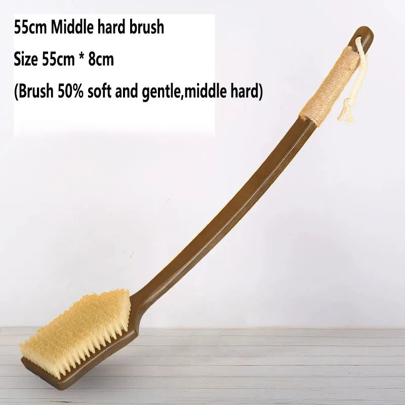 Extra Long Body Hard Brush with Wooden Handle for Bathing, Soft Bath Brush for Scrubbing Mud, Drying Brush for Scrubbing Back