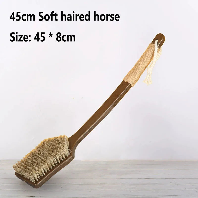 Extra Long Body Hard Brush with Wooden Handle for Bathing, Soft Bath Brush for Scrubbing Mud, Drying Brush for Scrubbing Back