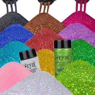 9 Colors 80g Holographic Glitter Powder Fine Shimmer Body Face Glitter Makeup Nail Art Resin Craft Party Decoration
