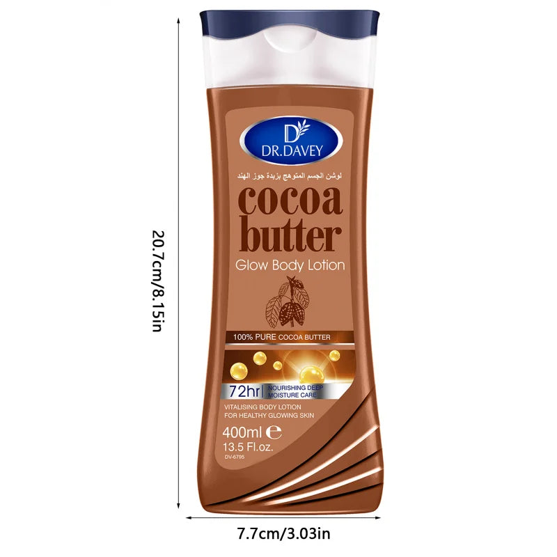 400ml Large Capacity Cocoa Fruit Body Lotion Replenishes Moisture, Leaves a Refreshing and Non Greasy Scent