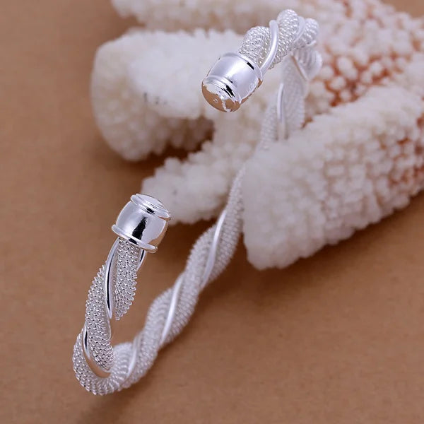 Valentine'S Day Christmas Gift Fashion 925 Sterling Silver Lovely Mesh Hot Bracelet Bangle Jewelry Wholesale Factory Price