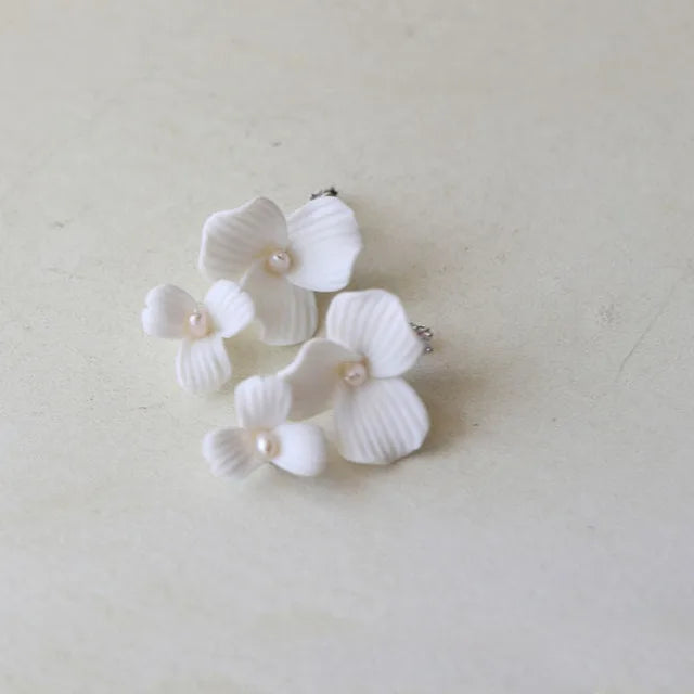 SLBRIDAL Handmade Luxury Rhinestones Freshwater Pearls Ceram Flower Bridal Tiara Wedding Bridesmaids Crown Women Hair Jewelry