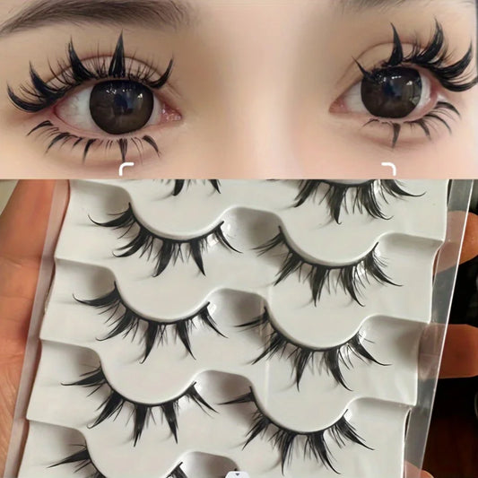 5 Pairs Cartoon Eyelashes, Pure Innocence Small Devil Eye Lashes, COS Amplifying False Eyelashes, Formaldehyde-Free, 5MM-5