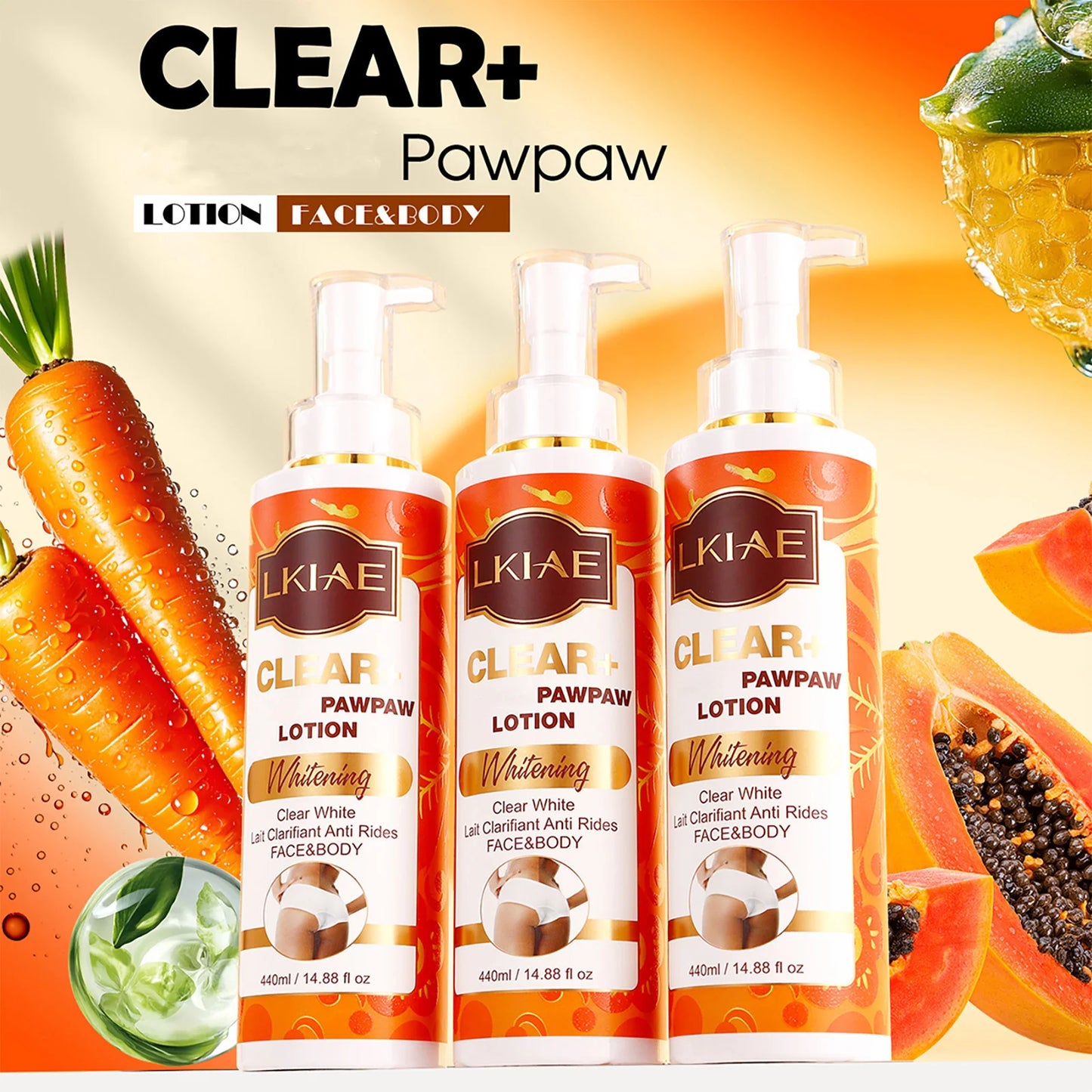 LKIAE Whitening Women Set, With Vitamin C, Natural Papaya, Carrot, Remove Dark Spots, Melanin, Skin Moisturizer, Hydrating