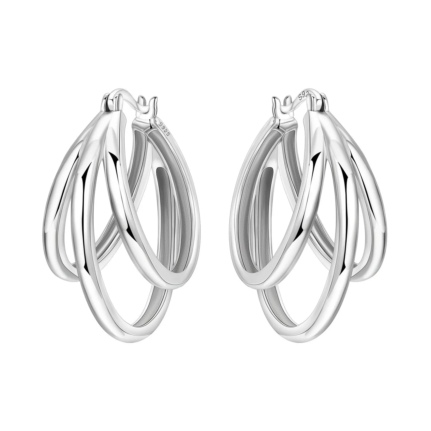 CYCUFF S925 Sterling Silver Zircon Simple Geometry Big Double Ring Earrings Birthday Party Gift Trend 2025 Jewelry Women Earring