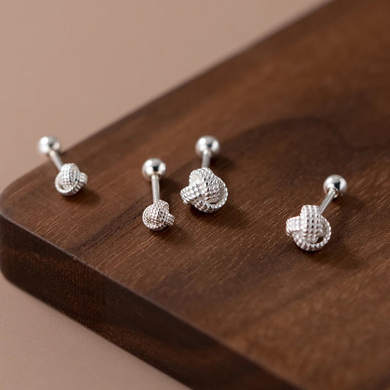 INZATT Real 925 Sterling Silver 4/6mm Wool Ball Screw Beads Stud Earrings for Women Party Classic Minimalist Fine Jewelry