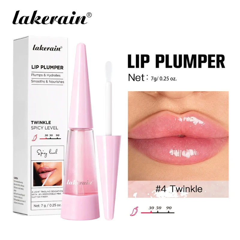 Lip Plumper Oil,Instant Plumping Clear High-Shine Gloss Hydrating Nourishing Volumizing Lip Gloss,Long-Lasting Moisture Makeup