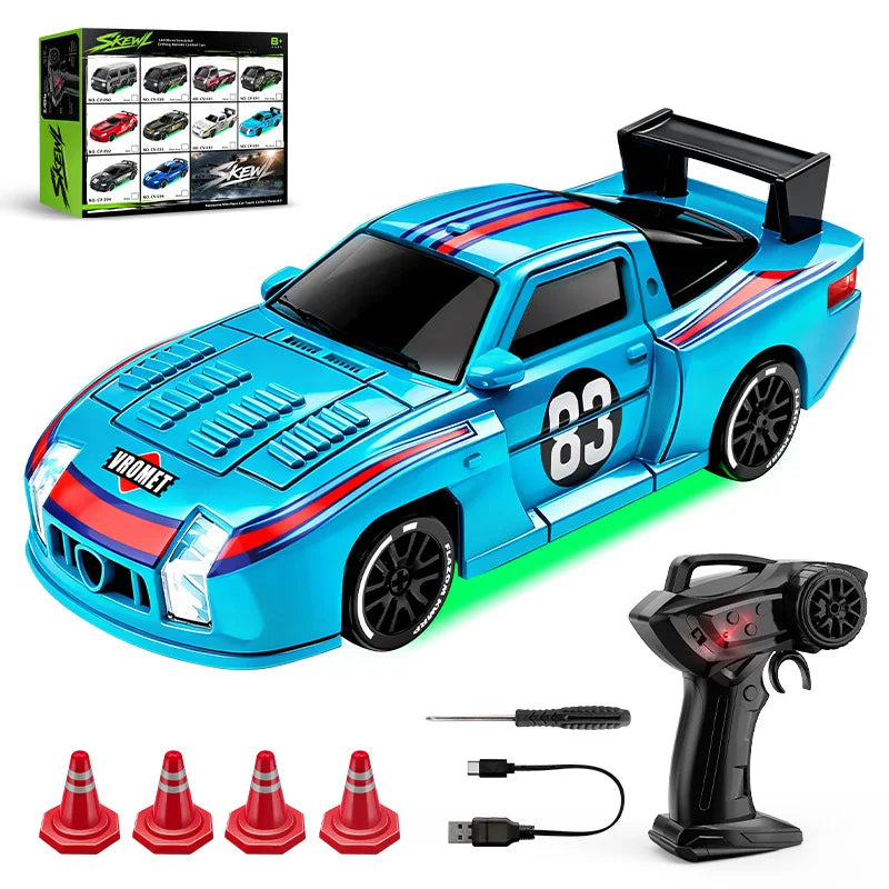 New 1/64 Mini Drift Car With Led Light Desktop Series Remote Control 4wd Racing Micro Card Van Gtr Boy Toy Gift