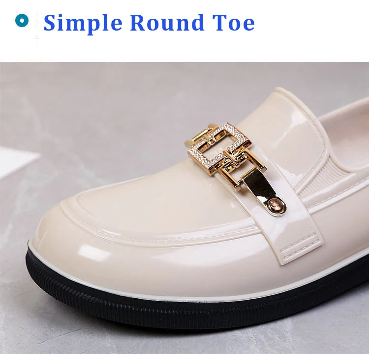Rain Boots Women Diamond Chain Waterproof Water Shoes Top Quality Women's Rubber Shoes Oil-resistant Non-slip Kitchen Galoshes