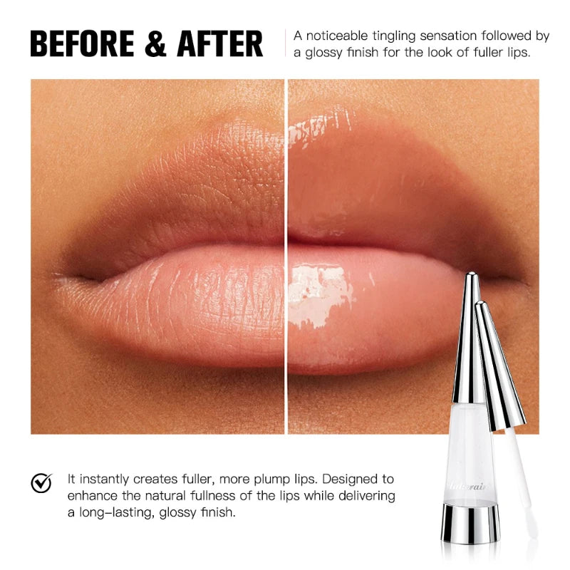 Lip Plumper Oil,Instant Plumping Clear High-Shine Gloss Hydrating Nourishing Volumizing Lip Gloss,Long-Lasting Moisture Makeup