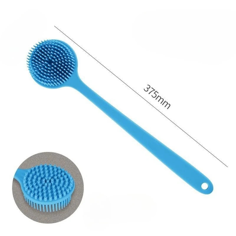 Silicone Back Scrubber Brush for Shower  Long Handle Body Deep Cleansing and Exfoliating Massage Double-Sided Soft Bristles
