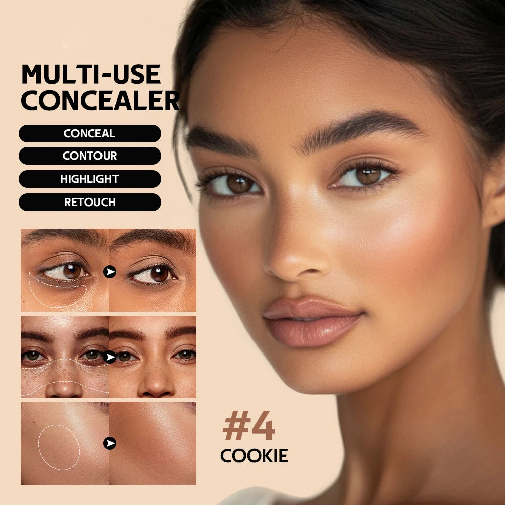 Multi-Use Foundation Long-lasting Matte Waterproof Oil Hight Full Coverage Highlight and Retouch Face Makeup for Women Lakerain