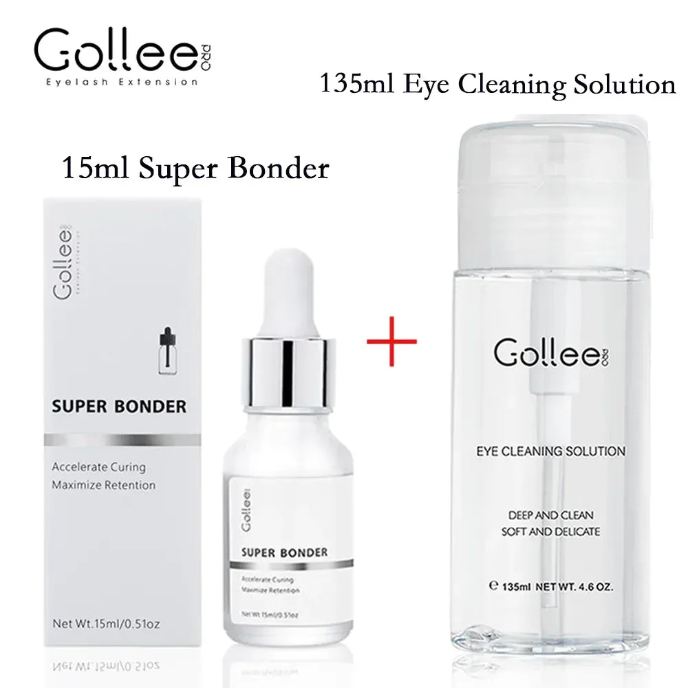 Gollee 0.5s Fast Dry Latex-free Lash Glue No Irritation Bonder Lash Extension Glue 15ml Bonder and Primer Clean Lash Supplies