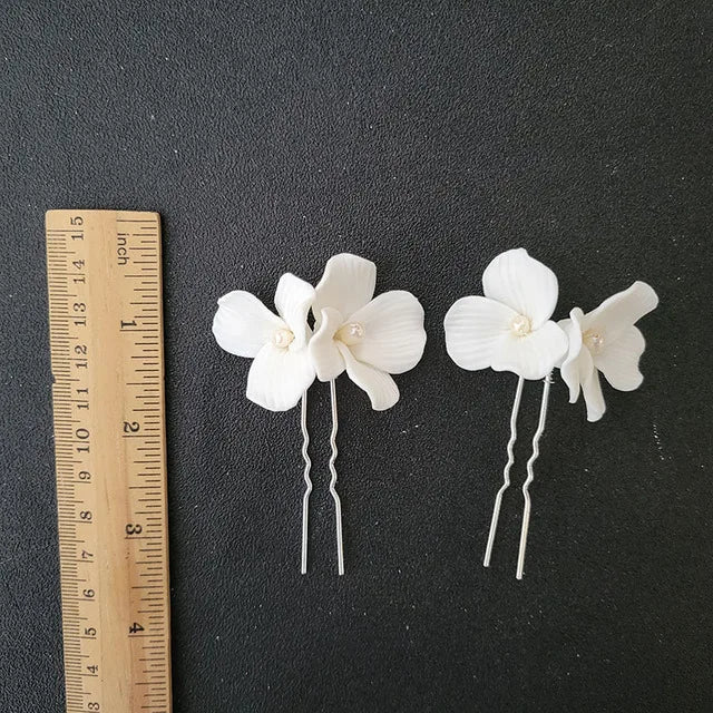SLBRIDAL Handmade Luxury Rhinestones Freshwater Pearls Ceram Flower Bridal Tiara Wedding Bridesmaids Crown Women Hair Jewelry
