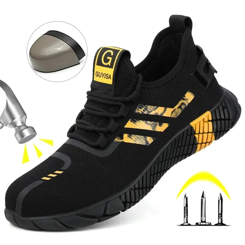 Work Sneakers Men Safety Shoes Construction Steel Toe Work Shoes Safety Boots Men Shoes Anti-Puncture Working Summer Kevlar