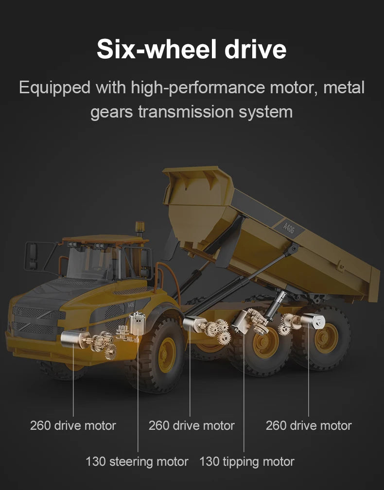 Double E E591 1/20 A40G RC Car Engineering Vehicle Kids Remote Controlled Articulated Dump Truck Toys for Boys Christmas Gifts