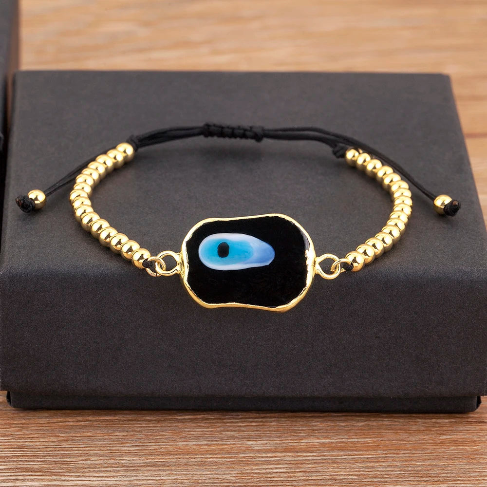 Nidin New Creative Design Evil Eye Charm Chain Bracelets Adjustable 7 Colors For Women Birthday Party Jewelry Accessories Gifts