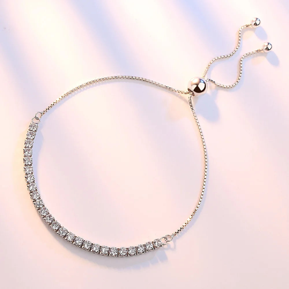 925 Sterling Silver Bracelet Vera Elegant Zircon Tennis Zircon Crystal Bracelet For Women Fashion Simple Engagement Wedding Glam