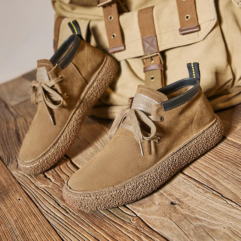 Genuine Leather Soft Sole Mens Casual Shoes Outdoor Breathable Suede Work Shoes High Quality Hiking Sneakers Walking Ankle Boots