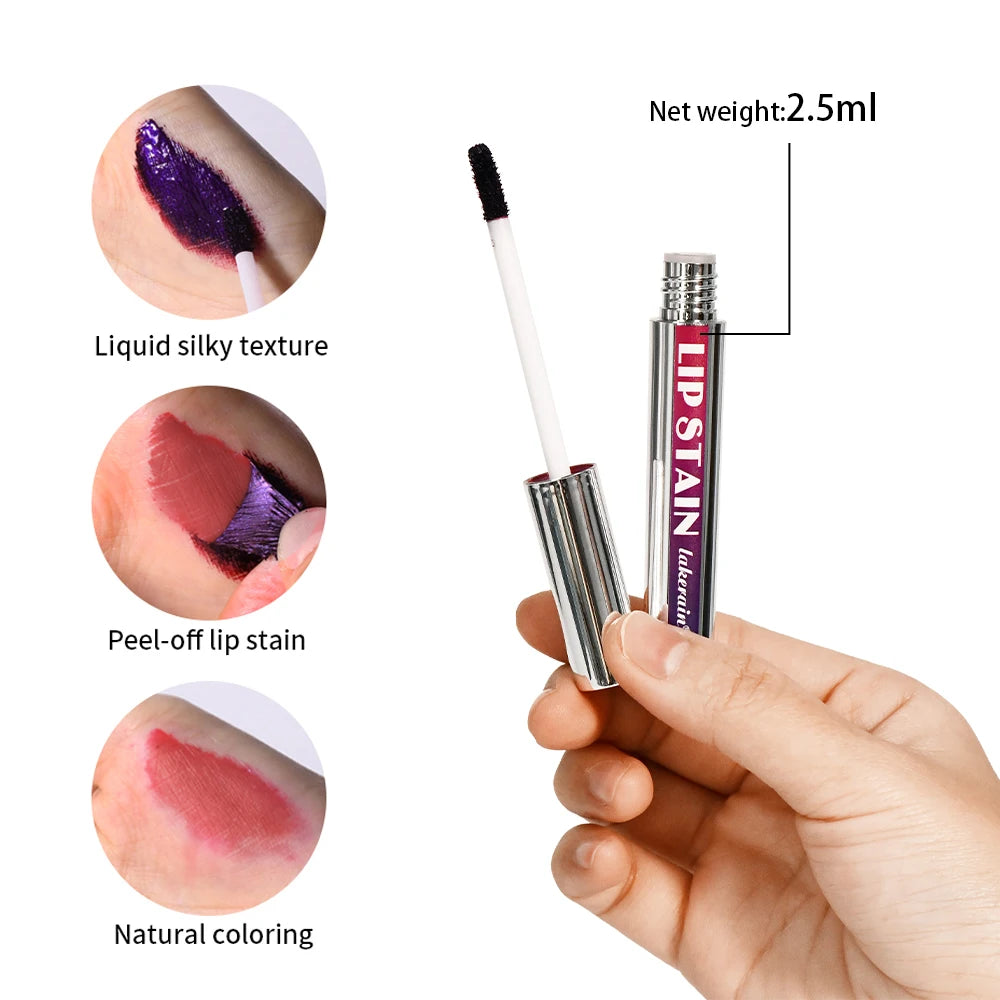 Long Lasting Waterproof Peel Off Lip Stain Lip Tint Transfer Proof Non-stick Cup Matte Reveal Lip Stain Cosmetics for Women