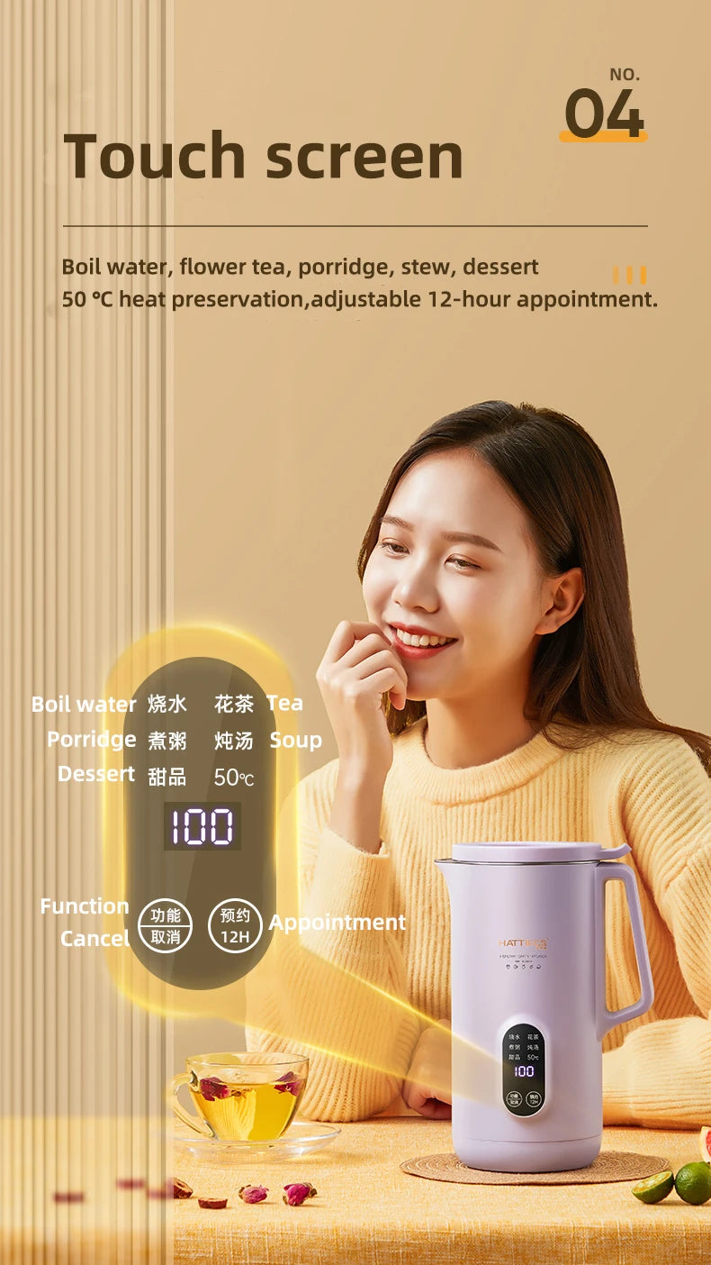 800ml Electric Kettle Multifunctional Health Pot Thermo Pot Smart Teapot Portable Travel Boiled Water Kettle Multi Cookers 220V