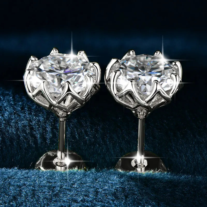 OXTAO 6mm/8mm Moissanite Flower Stud Earrings Female Jewelry 14K Gold Filled D Color Solitaire Diamond Piercing Earrings Gift