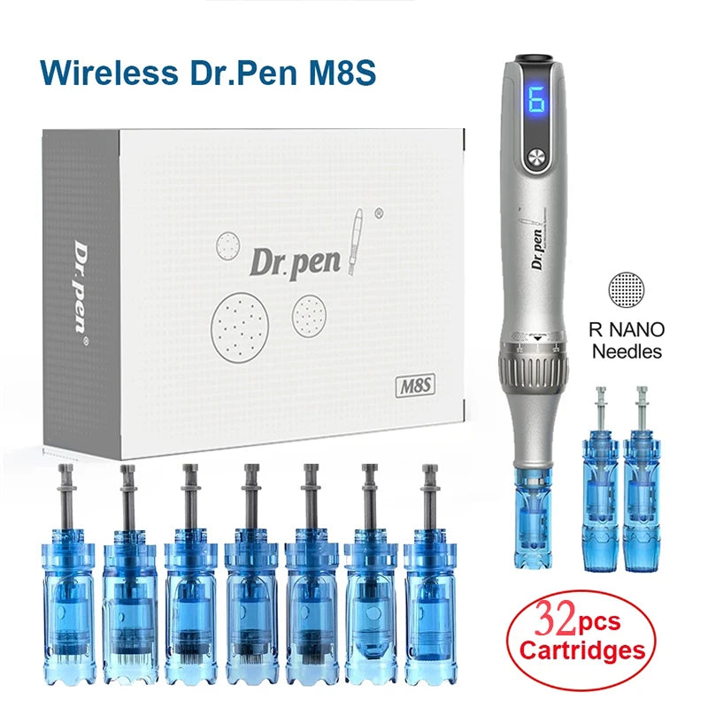 M8S Dr.pen With 32 Needles Catridges Length Needles 0.25mm Derma Pen