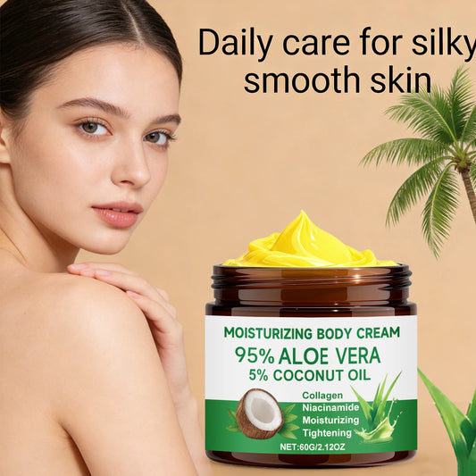 95% Aloe Vera Moisturizing Body Cream with 5% Coconut Oil Gentle Nourishing Tightening Skin Collagen Nicotinamide Body Lotion