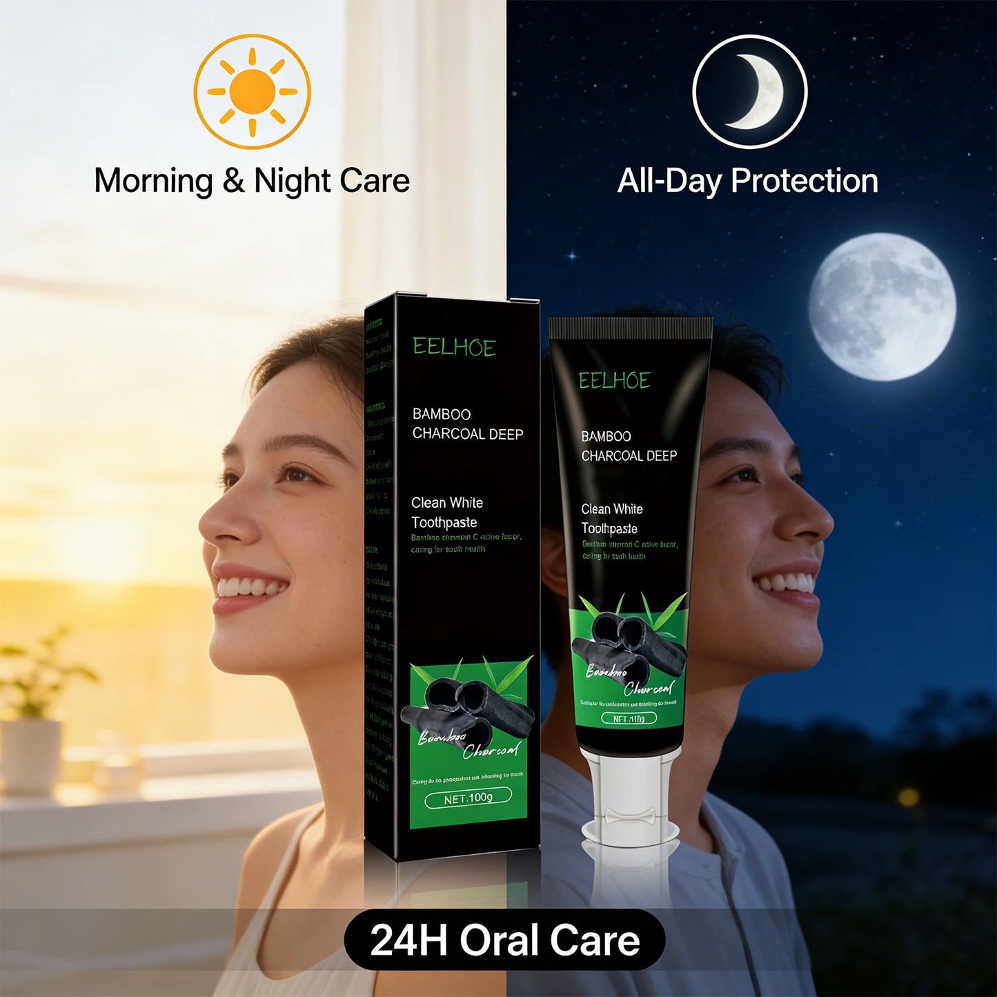 Clean White Toothpaste Effectively Remove Dental Plaque Eliminate Oral Odors Caring for Dental Health Bamboo Charcoal Toothpaste