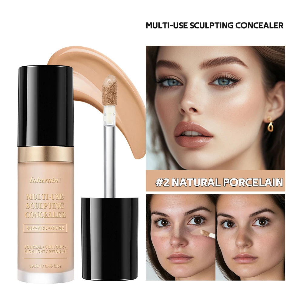 Multi-Use Foundation Long-lasting Matte Waterproof Oil Hight Full Coverage Highlight and Retouch Face Makeup for Women Lakerain