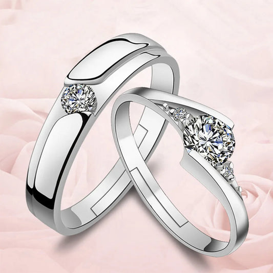 925 Sterling Silver Eternal Heart Zircon Size Adjustable Ring For Women Couple Wedding Engagement Party Fashion Charm Jewelry