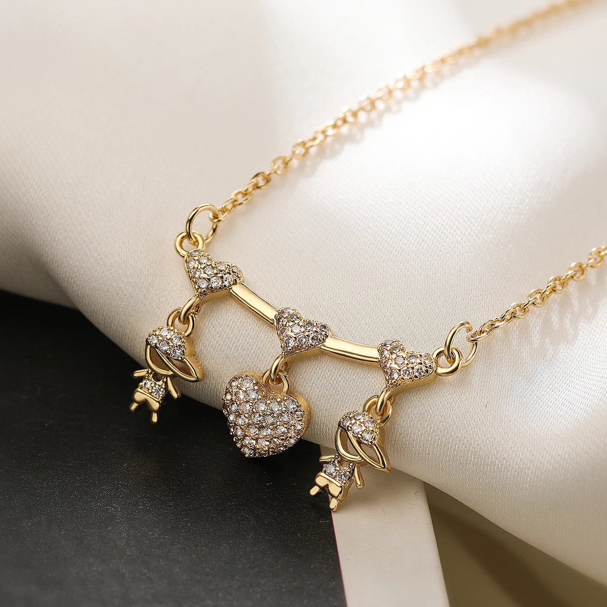 INS Design Girl/Boy Pendant Necklace For Women Girls,Stainless Steel Chain Cubic Zirconia Accessories Party Daily Jewelry