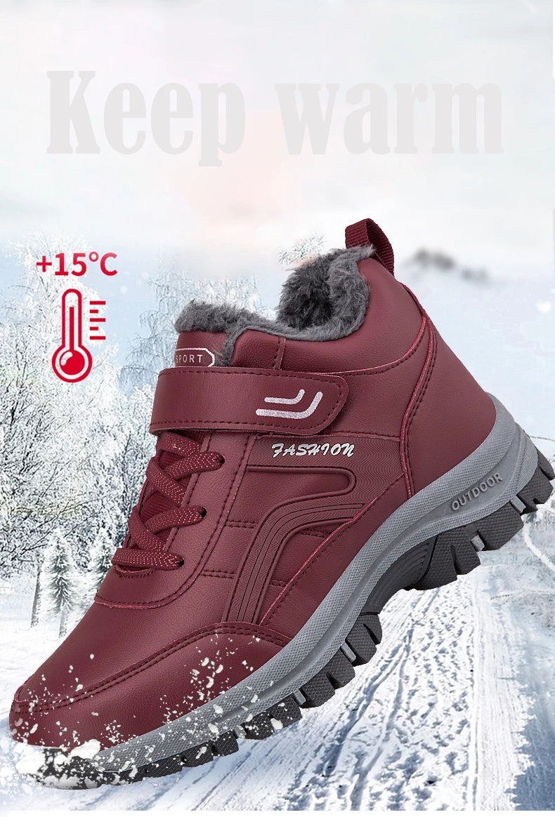 Winter Men's Snow Boots Women Slip On Winter Shoes Waterproof Comfortable Ankle Boots Sneakers Plush Hiking Walking Couple Shoes