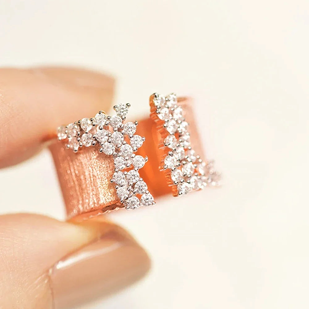 2026 New Fashion Women's Finger Ring with CZ Stone Wiredrawing Effect Gold Color Wide Rings Luxury Female Jewelry Party