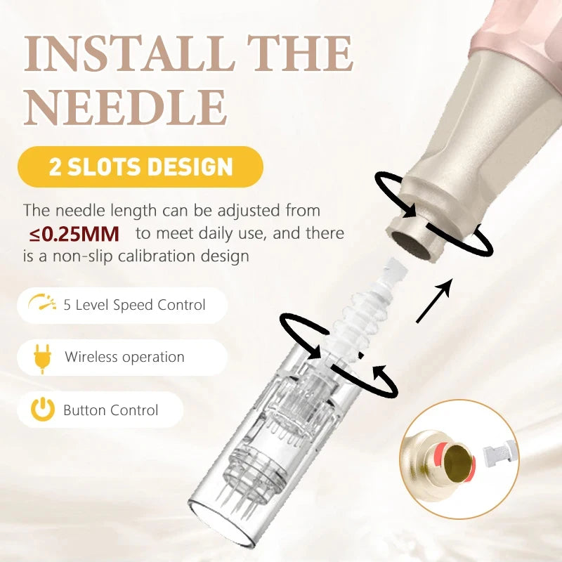 Dr.pen E30 with 12pcs Pen with Cartridges Nano Wireless Skin Care Kit Skin 0.25mm Needle Pen Skin Rejuvenation Machine