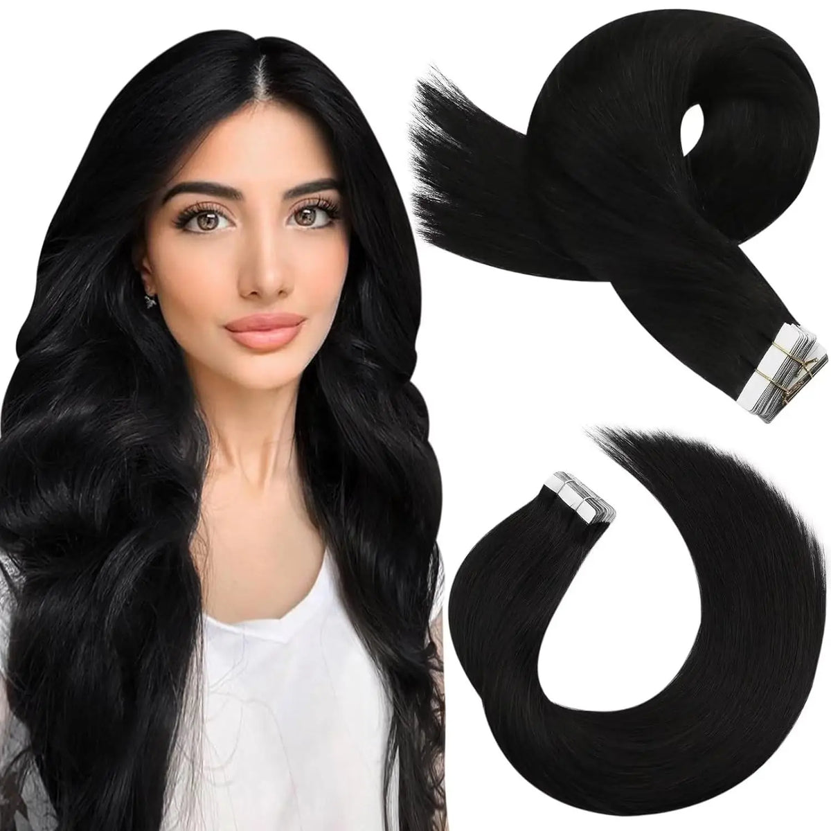 Moresoo 25G Tape in Human Hair Extensions 10 Pieces Natural Straight Remy Hair 14-24inches Blonde Hair Tape in Hair Extensions