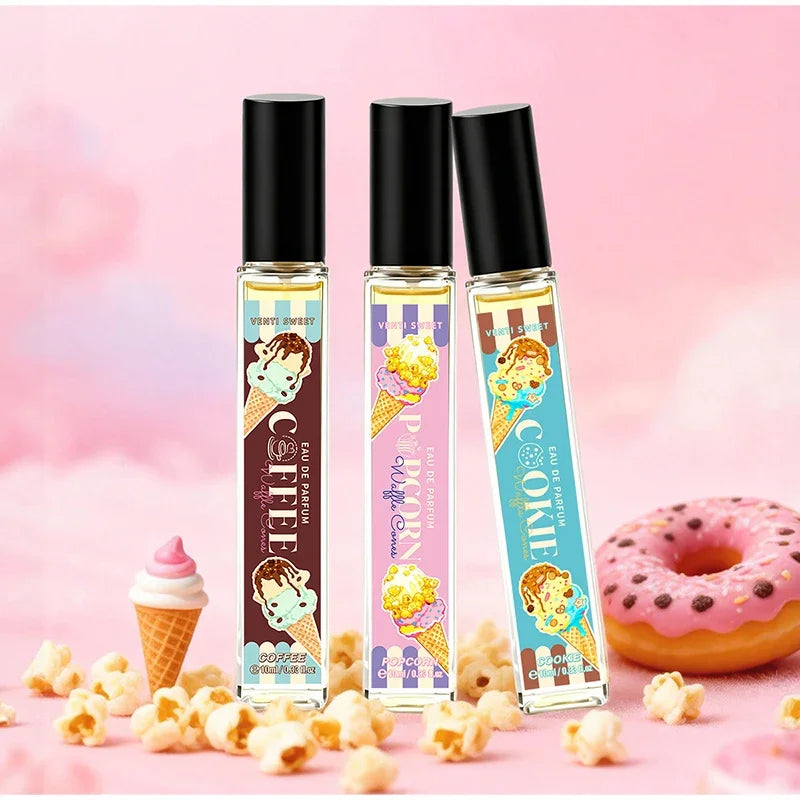 Ice Cream Perfume Gift Set Fresh Mango Coconut Scent Rich Chocolate Popcorn Eau De Toilette Lasting Sweet Women's Fragrance 10ml