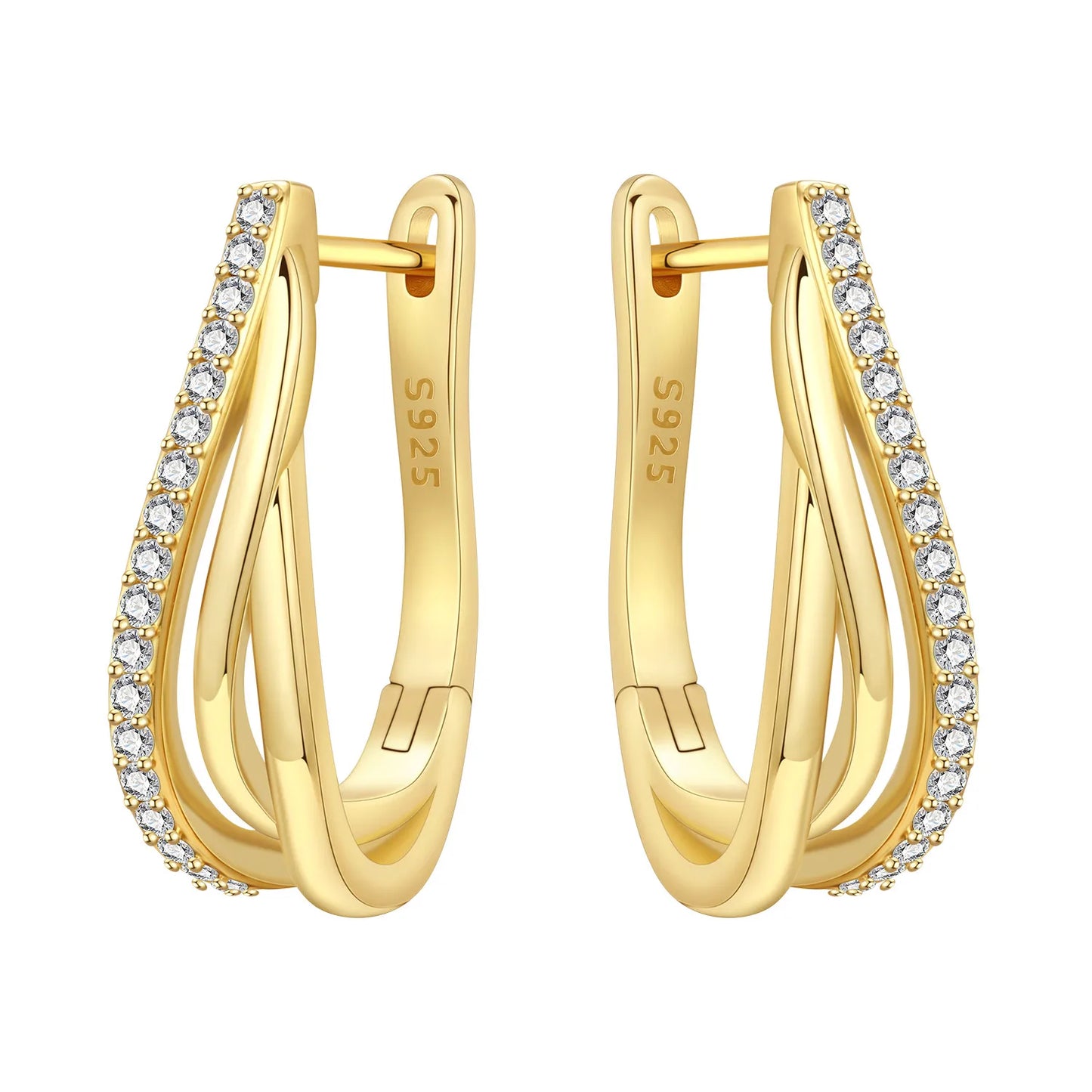 CYCUFF S925 Sterling Silver Zircon Simple Geometry Big Double Ring Earrings Birthday Party Gift Trend 2025 Jewelry Women Earring