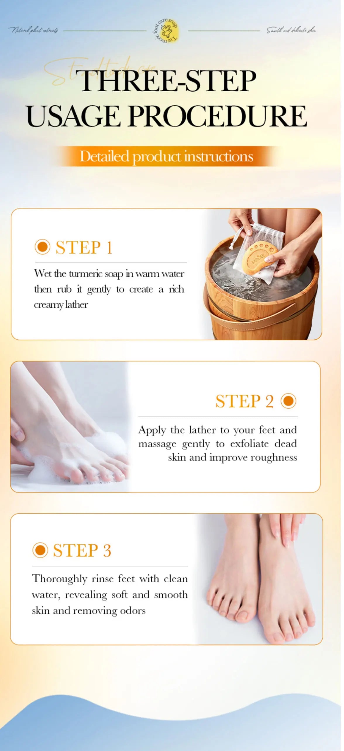 Turmeric Foot Soap, Deep Exfoliating Soap, Cleanses, Brightens, Smoothes, Moisturizes Skin, Gentle And Delicate, Fresh Scent