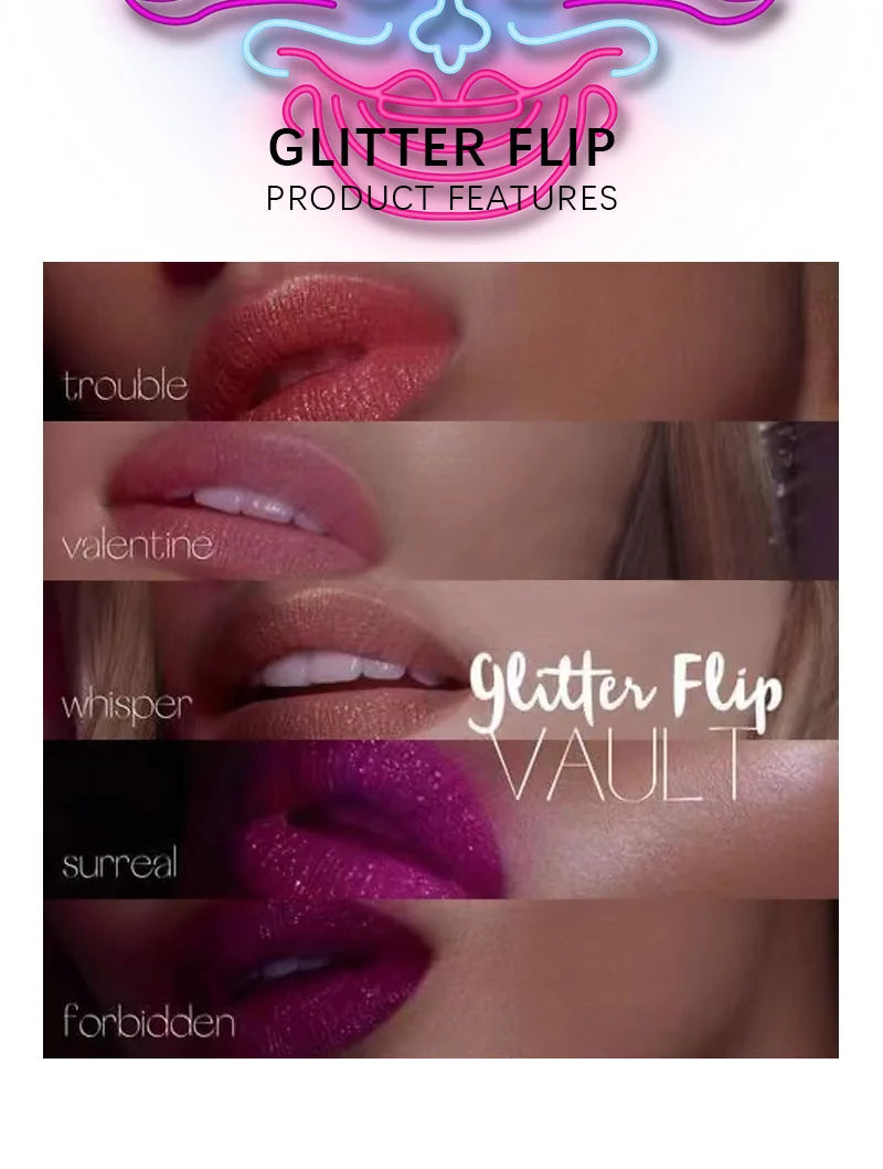 Long-Lasting Matte Lip Glaze Glitter Non-Fading Non-Stick Cup Metal Shiny Valentine's Day Gift Lip Gloss