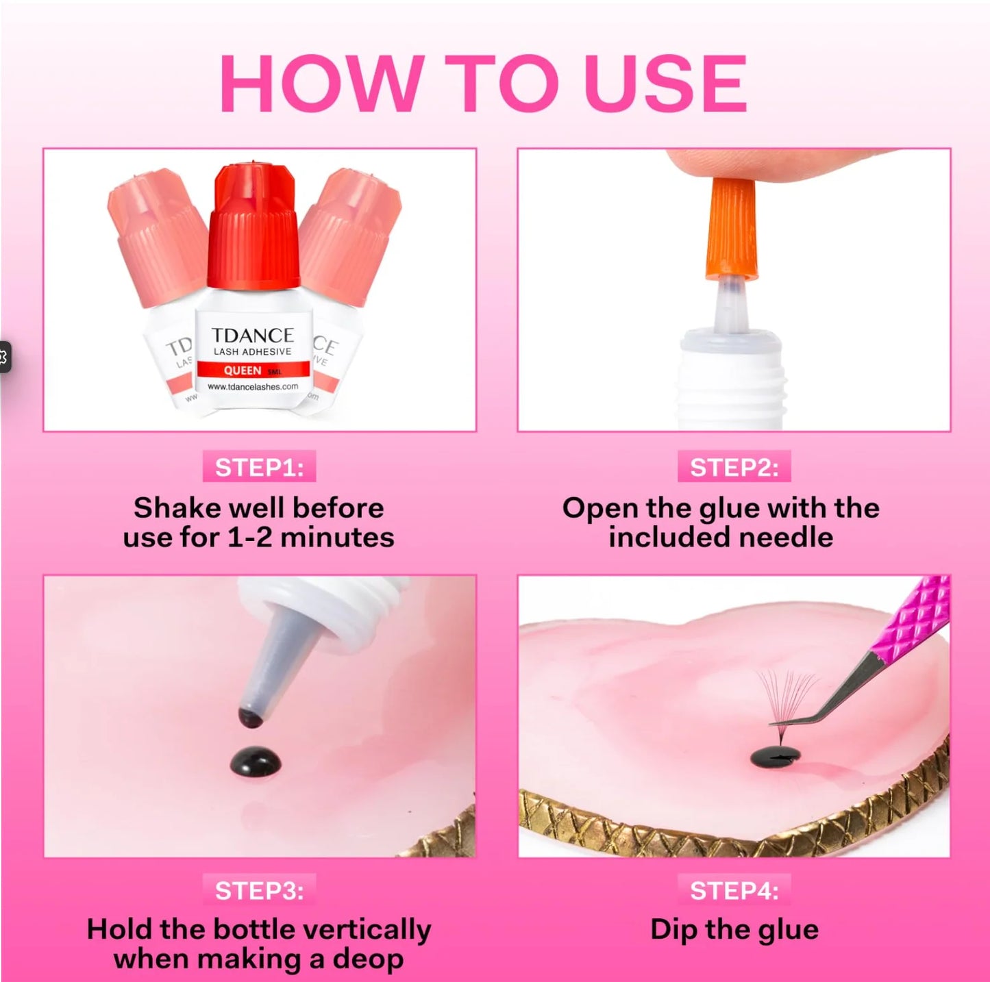 TDANCE Hero Glue 5ml 0.5-1 Second Fast Dry Eyelash Extension Adhesive Retention Extra Long Lasting Strong Low Smell Lash Glue