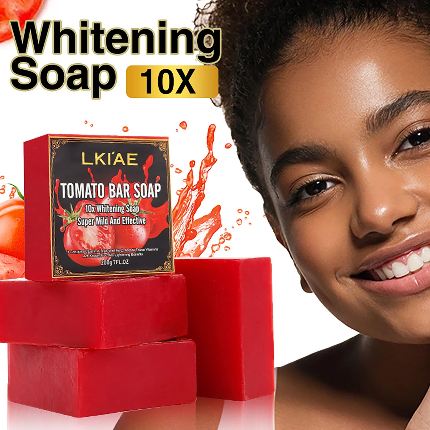 LKIAE Ultra Lightening Tomato Soap Bar, Anti Dark, Black Spots, Acne, Even Skin Tone, Vegan Bath Soap For All Skin Type, 200g