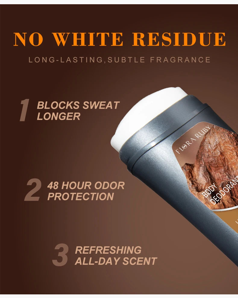 Men's Body Odor Remov Deodorant Stick Natural Remover Antiperspirant Stick Underarm Stop Sweating Care Lasting Refreshing Cream