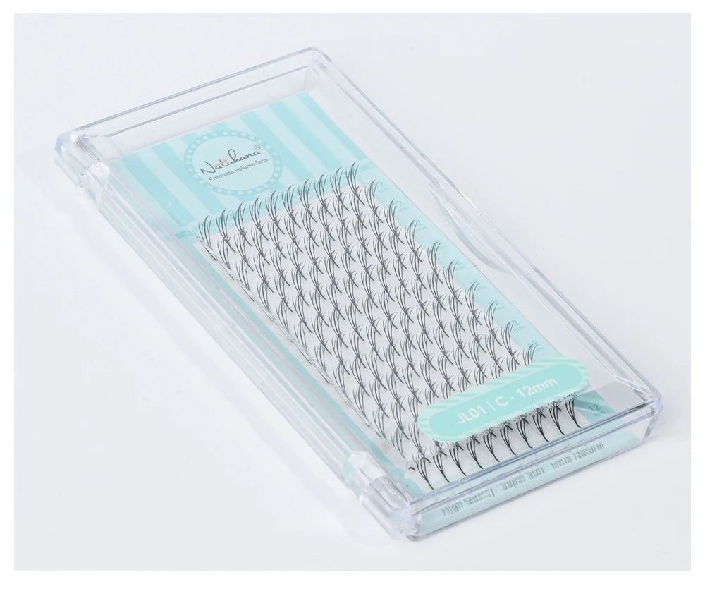 NATUHANA Narrow Spiky Premade Fans Fairy Wings Eyelash Extensions Anime Manga Style Soft Wispy Volume Lashes DIY Salon