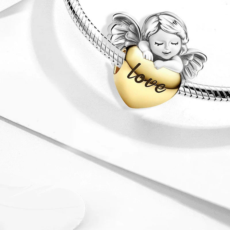 Shecharms 925 Sterling Silver Love Heart Firefly Golden Series Charms Fit DIY Making Bracelet Necklace High Quality Fine Jewelry