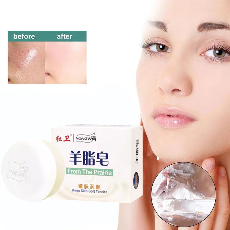 Cleans Moisturizes Skin Lanolin Soap Facial Soap Rich Foam Easy Rinse Gentle Clean Bath Two-in-one Oil-control Double-sided Soap